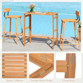 Tangkula Patio Rectangle Counter Height Pub Table with Slatted Tabletop