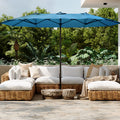 AECOJOY 15x9ft Double-Sided Patio Umbrella, Blue