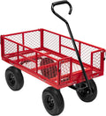 SPECSTAR Mesh Steel Garden Cart 880 lb Capacity, 38" x 21" Folding Utility Wagon with 10 in Wheels