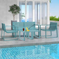 All-Weather Plastic Outdoor Patio Bench, 2-Person Garden Loveseat with Curved Backrest & Slatted Design for Backyard, Poolside, Deck