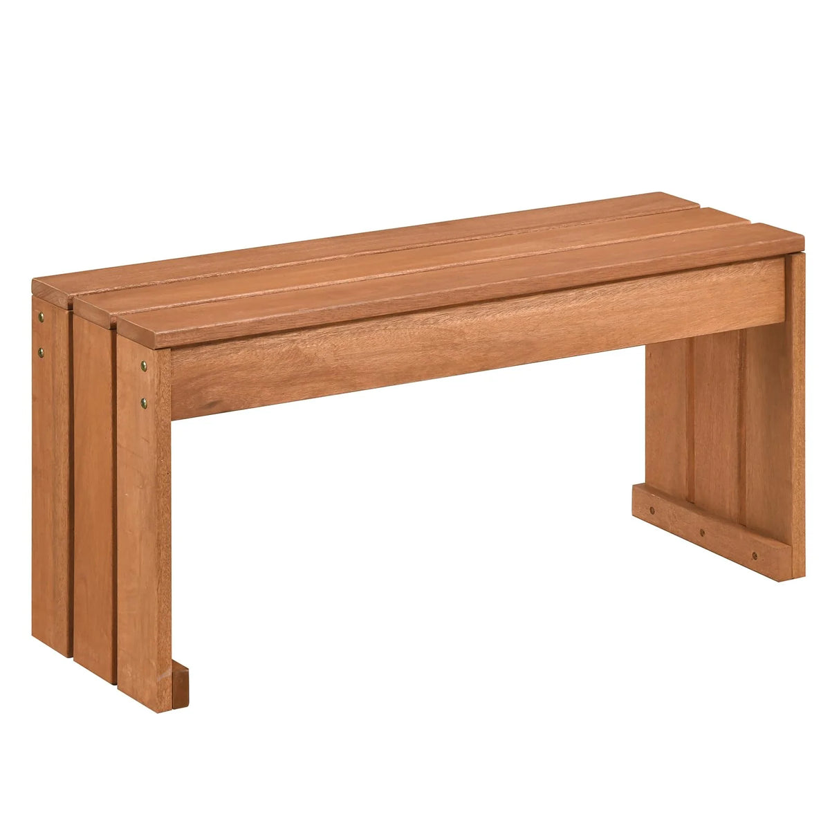 Tangkula Wood Outdoor Garden Bench | 2-Person Patio Backless Bench with Solid Wooden Frame